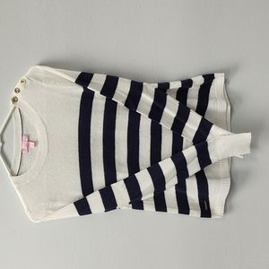 Lilly Pulitzer Light weight White & Navy Striped Sweater